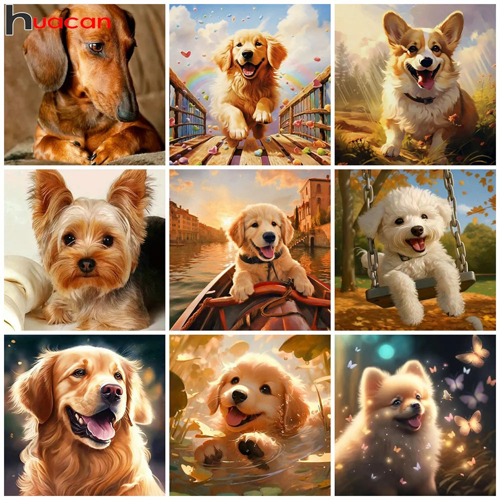 Huacan New Arrivals Diamond Painting Animal Full Square Round Diamond Mosaic Dog Art Gift Home Decor Craft Kit Huacan New Arrivals Diamond Painting Animal Full Square Round Diamond Mosaic Dog Art Gift Home Decor Craft Kit